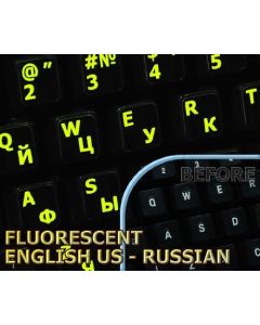 Glowing fluorescent Russian English keyboard stickers