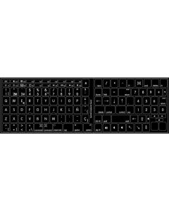 MAC SPANISH KEYBOARD STICKERS ON BLACK BACKGROUND