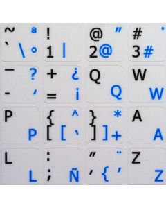 Spanish - English Non-Transparent Keyboard Stickers White Background (15x15 Size)